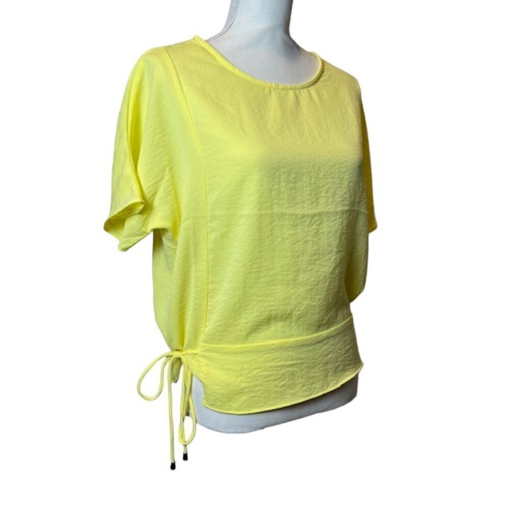 Patrizia Luca Milano Side Tie Waist Short Sleeve Top in Bright Yellow Size‎ XS
